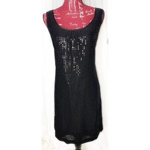 London Times  Black Sequined Tank Dress size 6